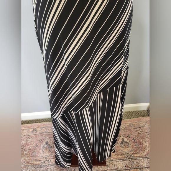 COPY - Sam Edelman Black/White Striped One Shoulder Midi Dress With Front Slit - Picture 6 of 10